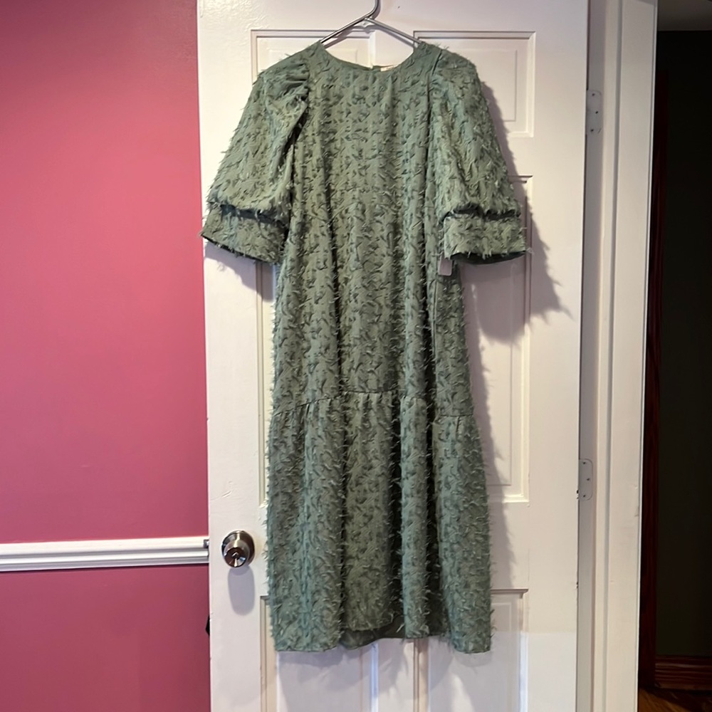 SAge green textured dress
